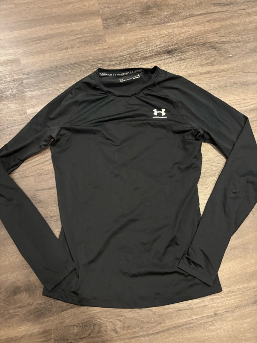 Under Armour Black Long Sleeve Athletic Top with White Logo